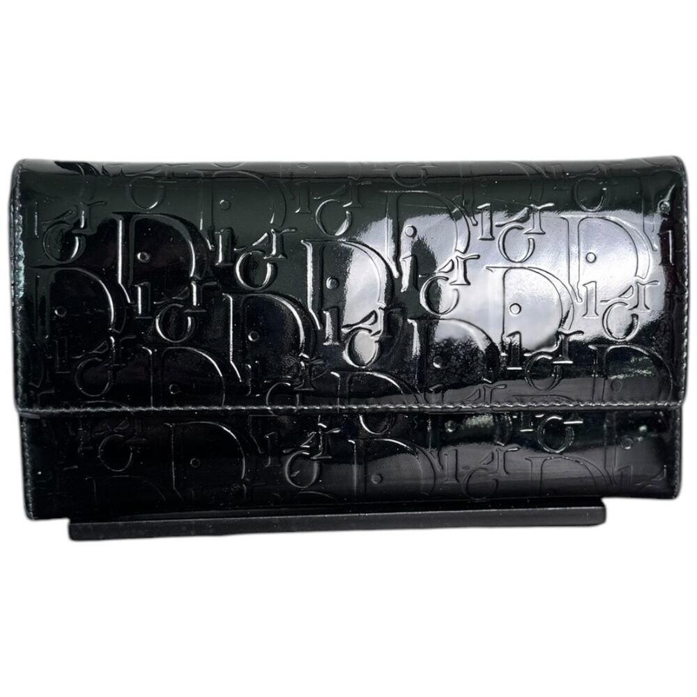 Dior Patent Leather Continental‎ Signature Long Wallet